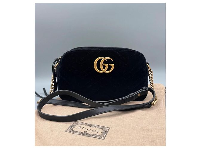 Borsa Gucci GG Marmont in velluto nero - vista 3