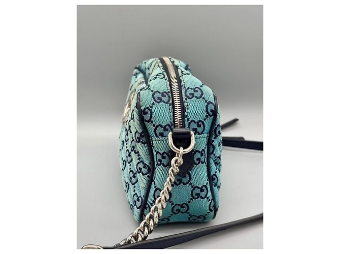 Borsa Gucci GG Marmont in denim blu - vista 4