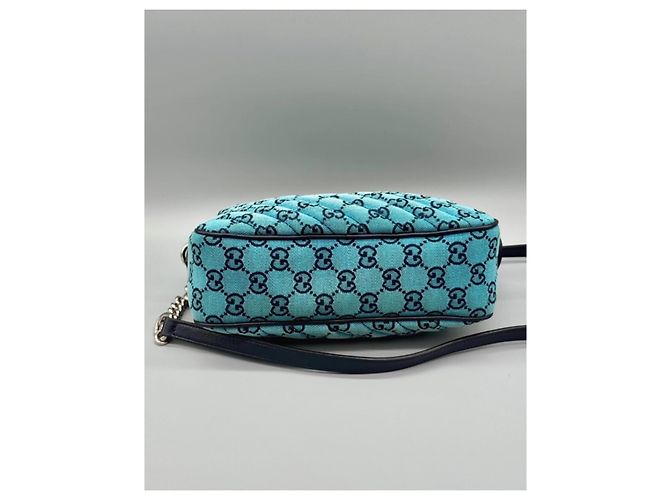 Borsa Gucci GG Marmont in denim blu - vista 7
