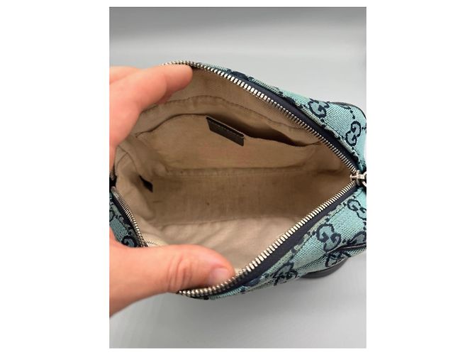 Borsa Gucci GG Marmont in denim blu - vista 9