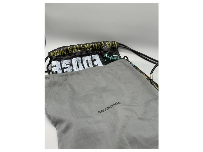 Balenciaga Bazar Graffiti Drawstring Backpack Black - view 10