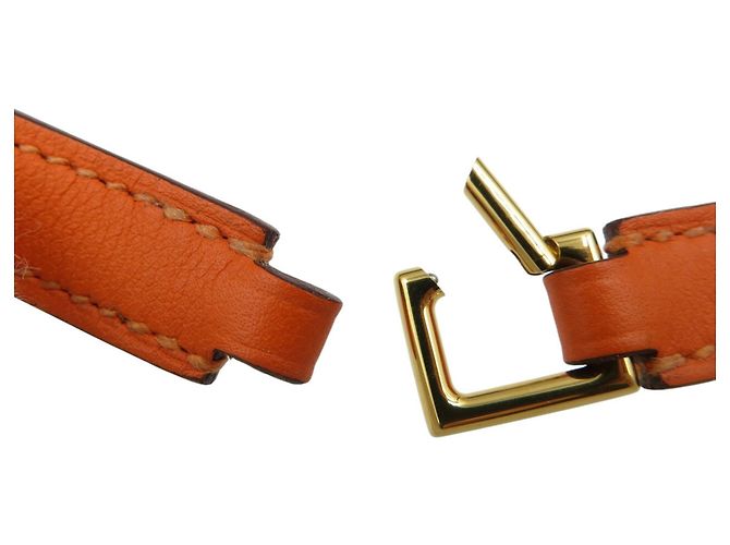 Pulseira de couro Swift estampada U Rival Double Tour da Hermès Laranja - vista 5