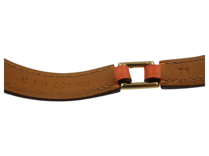 Pulseira de couro Swift estampada U Rival Double Tour da Hermès Laranja - vista 6