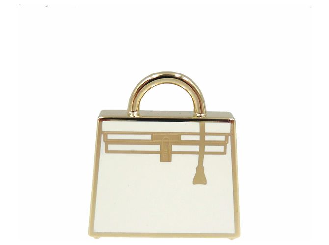 Hermès Curiosité Kelly Gold Charm Anhänger Weiß Golden - Ansicht 2