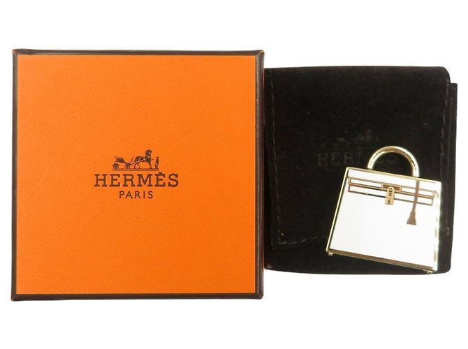 Hermès Curiosité Kelly Gold Charm Anhänger Weiß Golden - Ansicht 4