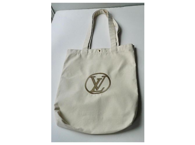 LOUIS VUITTON Bolsa tote de algodón reciclado coleccionista NUEVA Blanco roto - vista 2
