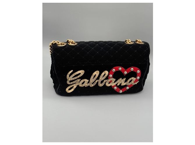 Dolce & Gabbana Borsa a Spalla Lucia in Velluto Nero - vista 3