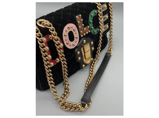Dolce & Gabbana Borsa a Spalla Lucia in Velluto Nero - vista 6