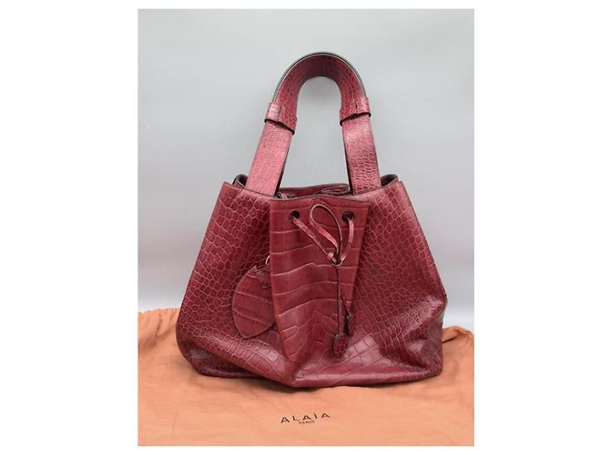 Alaïa Bolsa tote de couro com estampado de crocodilo - vista 4