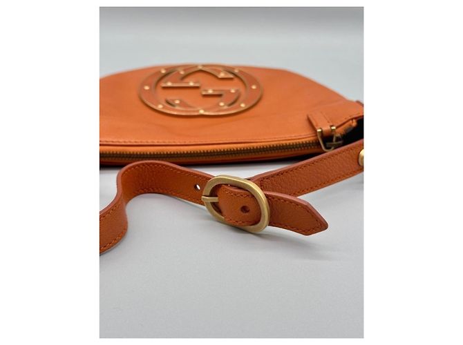 Piccola borsa a mano Gucci in pelle arancione - vista 3