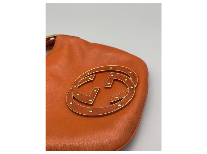 Piccola borsa a mano Gucci in pelle arancione - vista 5
