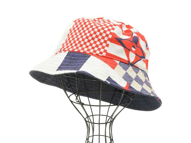 Cappello bucket reversibile Damier Flags Louis Vuitton Bianco Rosso Blu navy - vista 2