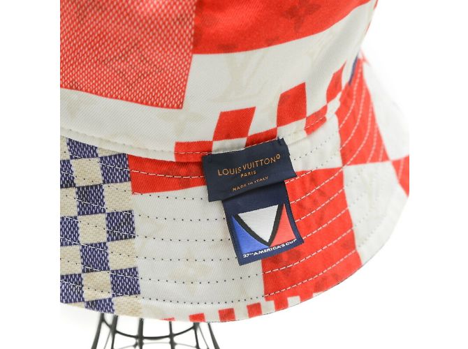 Cappello bucket reversibile Damier Flags Louis Vuitton Bianco Rosso Blu navy - vista 7
