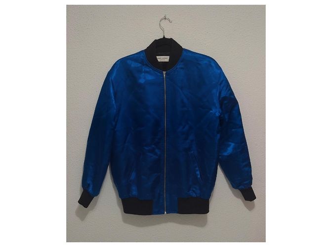 Saint Laurent Giacca bomber con ricamo Blu navy - vista 3