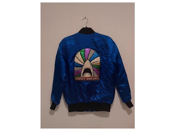 Saint Laurent Giacca bomber con ricamo Blu navy - vista 4