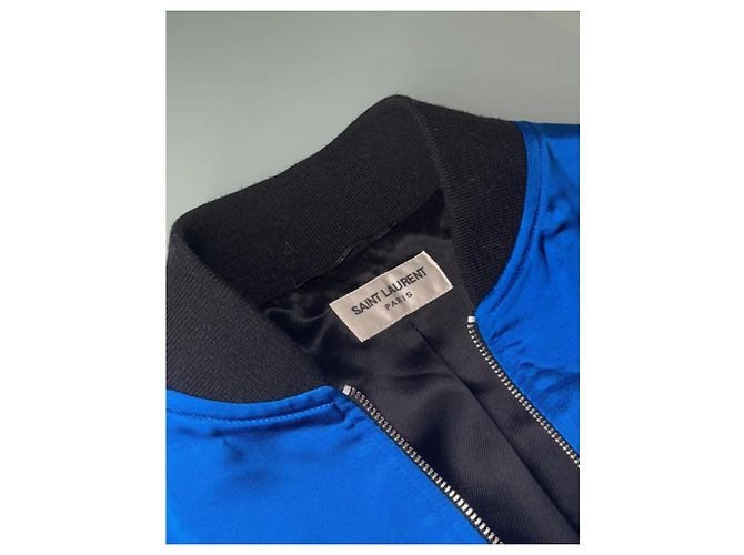 Saint Laurent Giacca bomber con ricamo Blu navy - vista 6