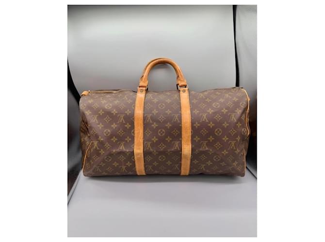 Louis Vuitton Borsa Boston Keepall 50 Monogram Marrone - vista 4