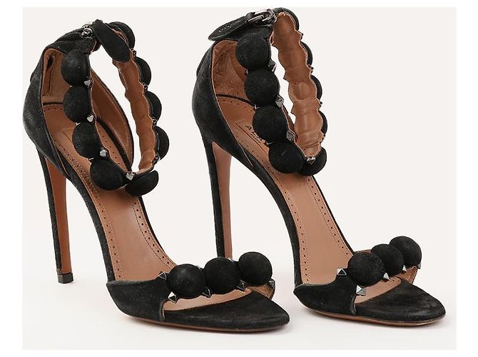 Sandali Alaïa Bombe in suede nero tacco 11 cm - vista 2