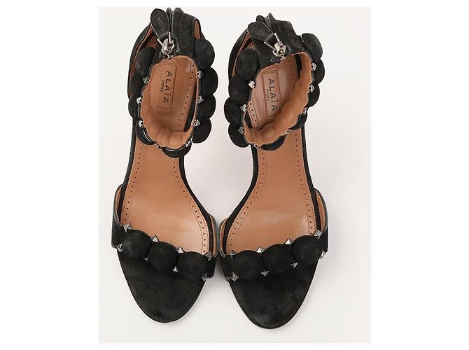Sandali Alaïa Bombe in suede nero tacco 11 cm - vista 3