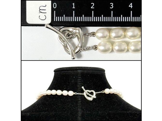Elsa Peretti Tiffany & Co Collana corta in perle Tiffany con pendente a cuore aperto in argento 925 - vista 9