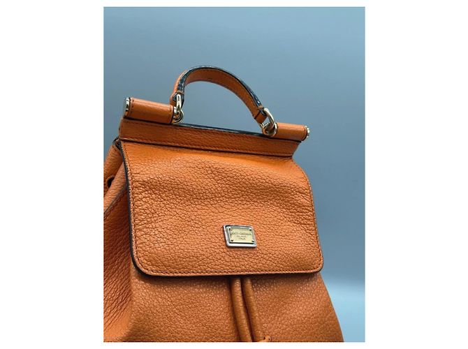 Zaino Dolce & Gabbana in pelle arancione - vista 3