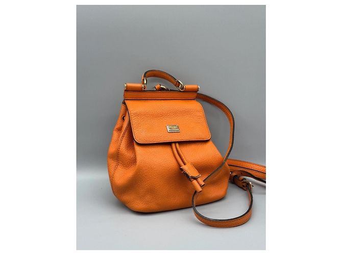 Zaino Dolce & Gabbana in pelle arancione - vista 7