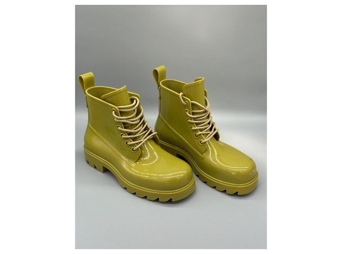 Stivaletti con lacci Bottega Veneta in gomma verde lime Verde scuro - vista 5