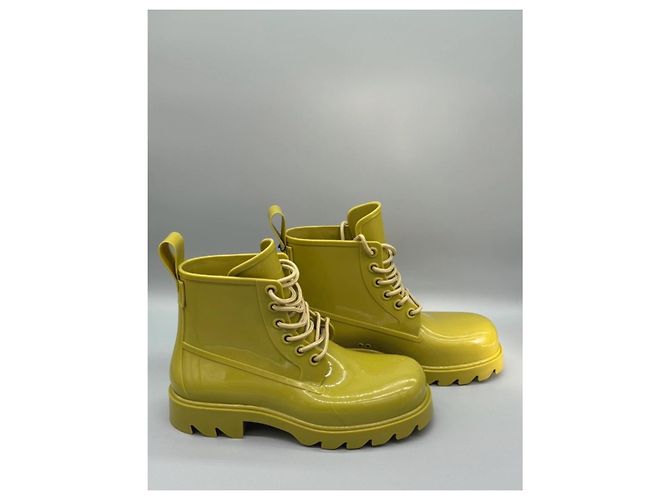 Stivaletti con lacci Bottega Veneta in gomma verde lime Verde scuro - vista 6