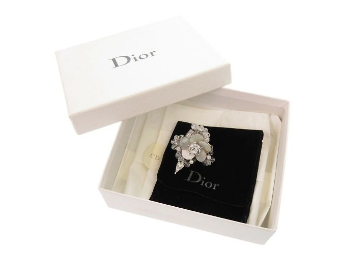 Silberner Ring mit Blumenmotiv von Christian Dior Weiß - Ansicht 3