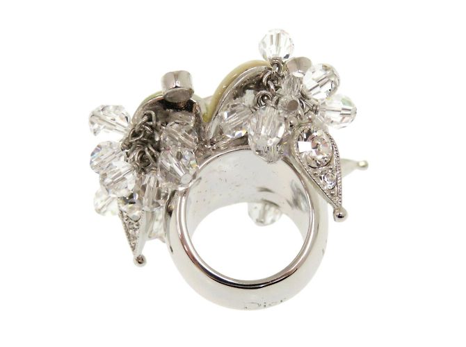 Silberner Ring mit Blumenmotiv von Christian Dior Weiß - Ansicht 6