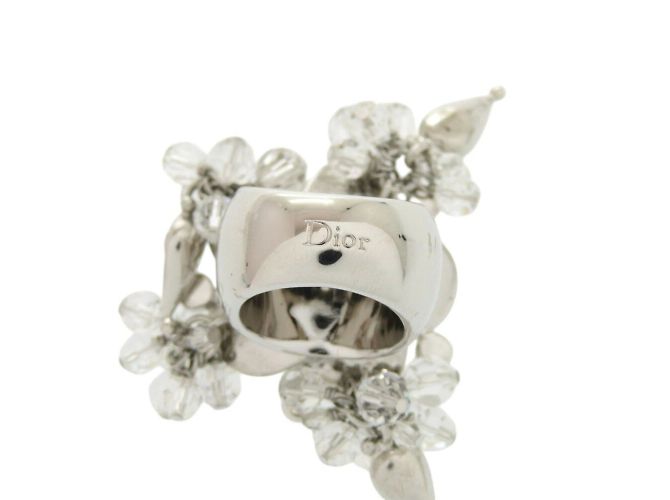 Silberner Ring mit Blumenmotiv von Christian Dior Weiß - Ansicht 8