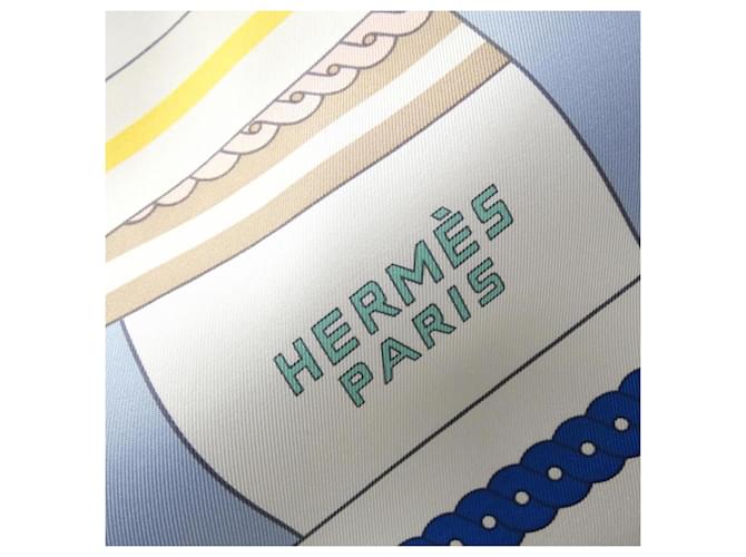 Hermès Sciarpa Hermes LA BERLINE BAYADERE Bianco Blu - vista 2