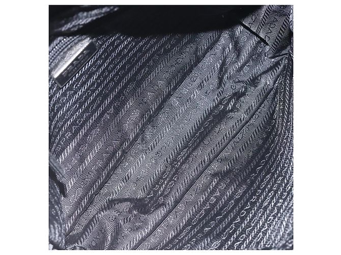 PRADA Bolso de Hombro de Nylon Negro Plateado Auténtico 111866 Plata - vista 10