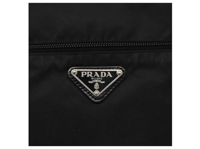 PRADA Bolso de Hombro de Nylon Negro Plateado Auténtico 111866 Plata - vista 18