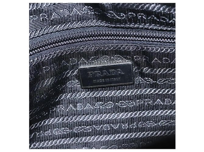 PRADA Bolso de Hombro de Nylon Negro Plateado Auténtico 111866 Plata - vista 19