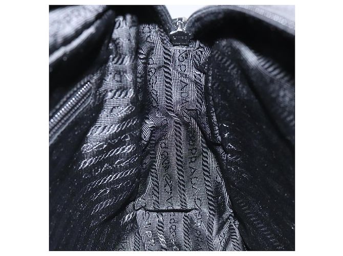 PRADA Bolso de Hombro de Nylon Negro Plateado Auténtico 111866 Plata - vista 20