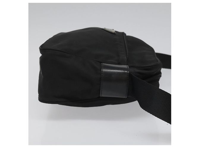 PRADA Bolso de Hombro de Nylon Negro Plateado Auténtico 111866 Plata - vista 3