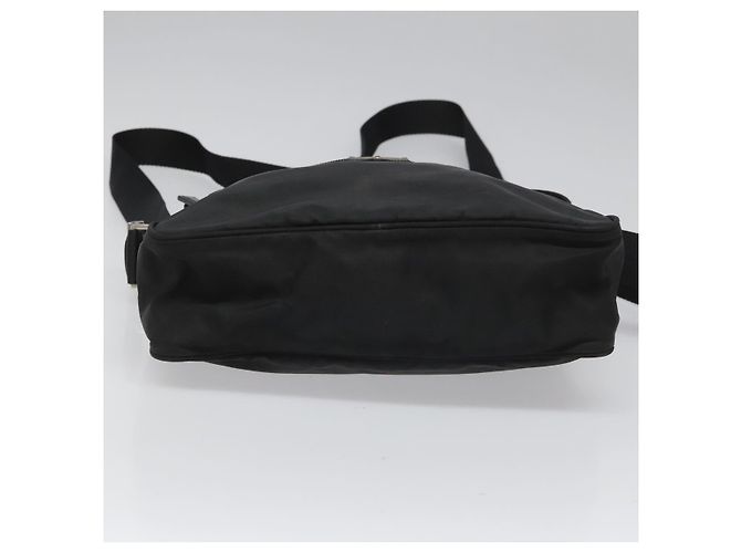 PRADA Bolso de Hombro de Nylon Negro Plateado Auténtico 111866 Plata - vista 5