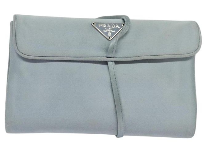 Estuche de joyería PRADA de nylon azul claro plateado auténtico mr1000 - vista 12