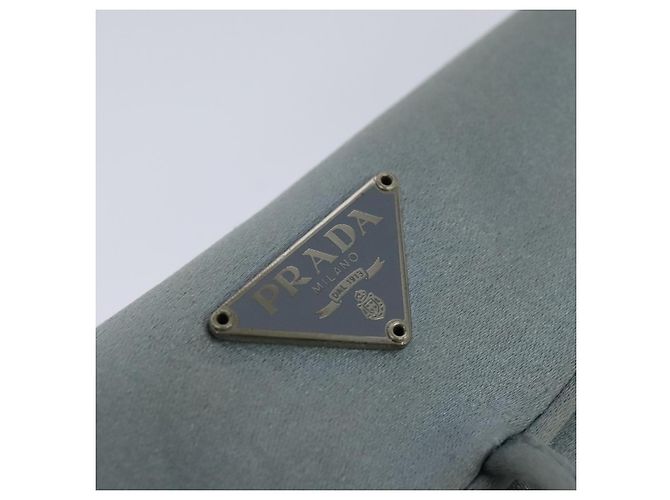 Estuche de joyería PRADA de nylon azul claro plateado auténtico mr1000 - vista 16