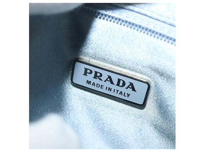 Estuche de joyería PRADA de nylon azul claro plateado auténtico mr1000 - vista 24