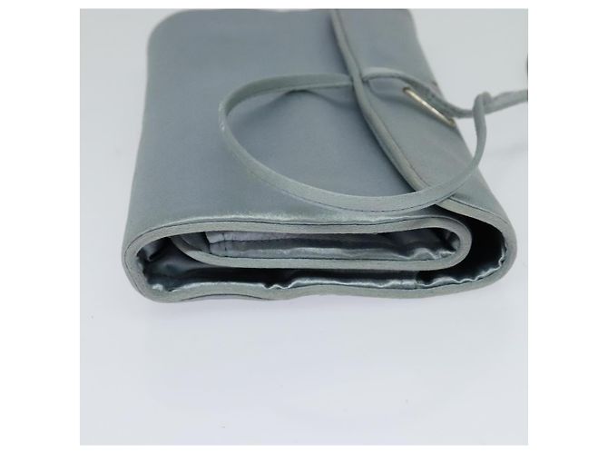Estuche de joyería PRADA de nylon azul claro plateado auténtico mr1000 - vista 3