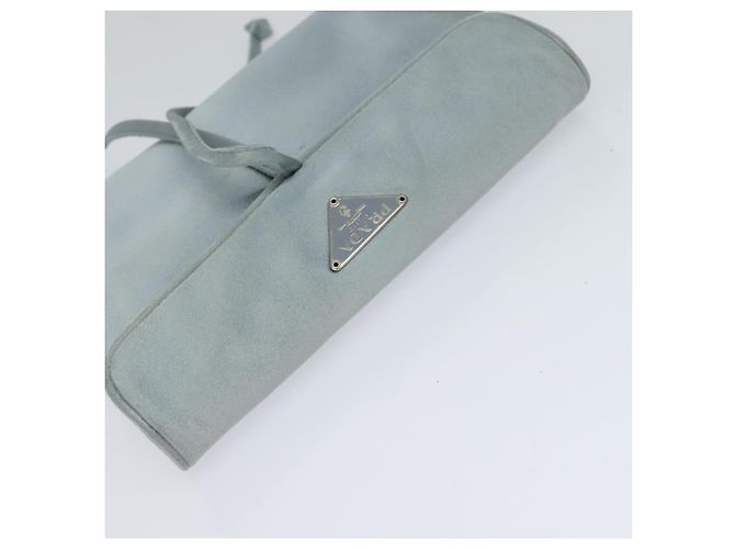 Estuche de joyería PRADA de nylon azul claro plateado auténtico mr1000 - vista 5