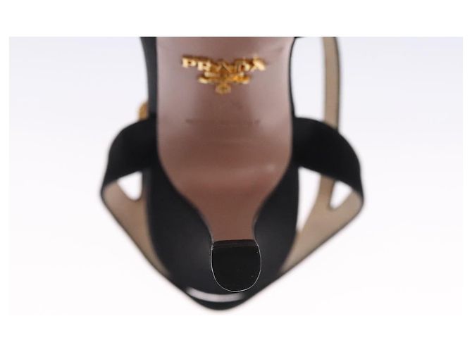 PRADA Tacchi alti Seta 37 1/2 Nero Auth ac3535 - vista 10
