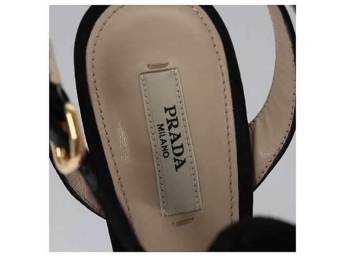 PRADA Tacchi alti Seta 37 1/2 Nero Auth ac3535 - vista 14