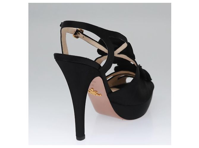 PRADA Tacchi alti Seta 37 1/2 Nero Auth ac3535 - vista 18