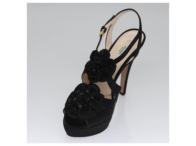 PRADA Tacchi alti Seta 37 1/2 Nero Auth ac3535 - vista 2