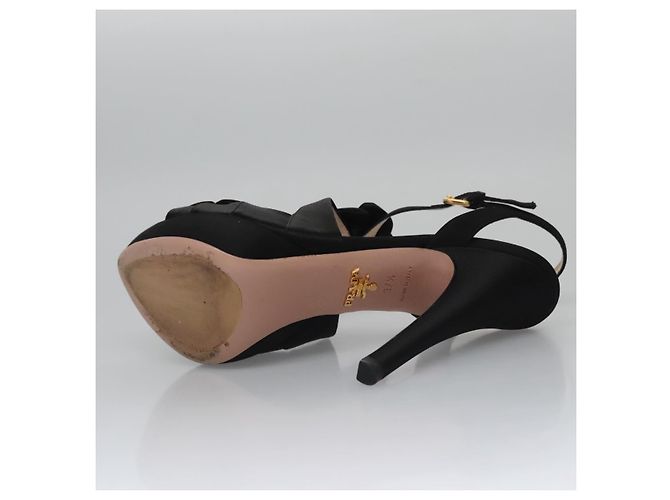 PRADA Tacchi alti Seta 37 1/2 Nero Auth ac3535 - vista 22