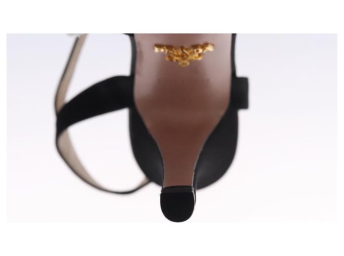 PRADA Tacchi alti Seta 37 1/2 Nero Auth ac3535 - vista 25