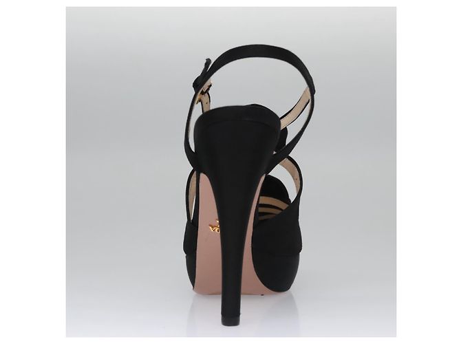 PRADA Tacchi alti Seta 37 1/2 Nero Auth ac3535 - vista 26